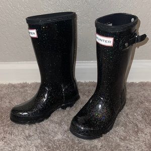 Hunter kids boots, color black with glitter size 11